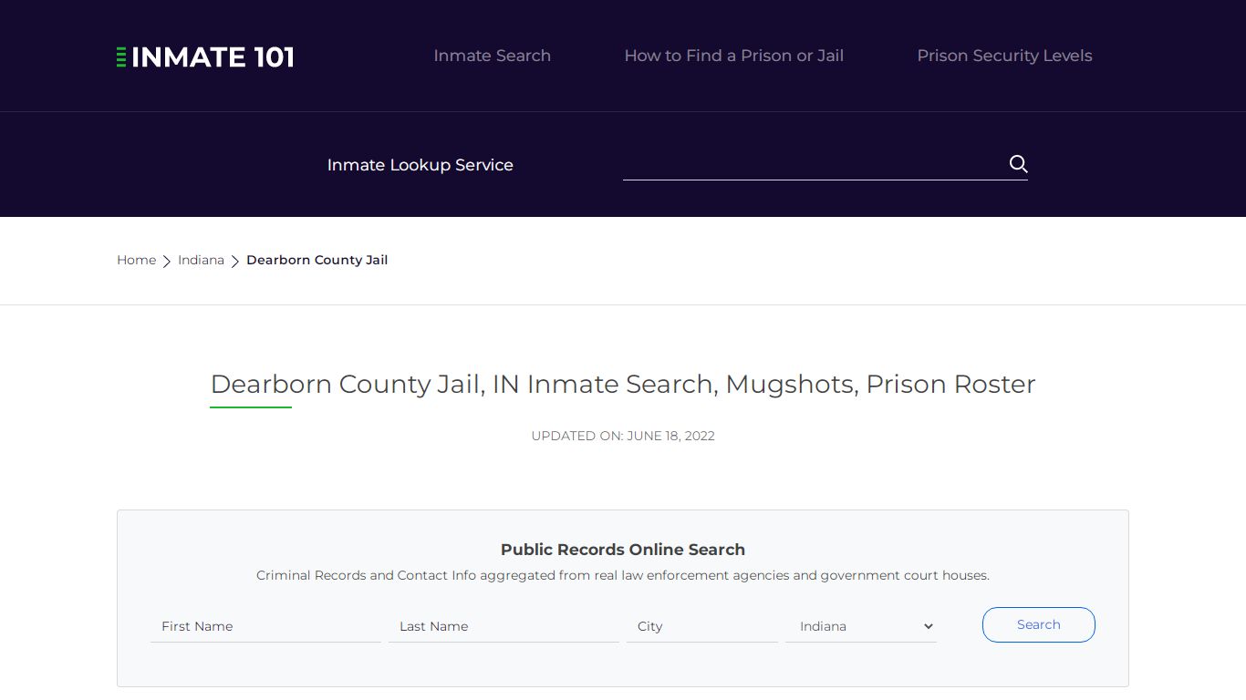 Dearborn County Jail, IN Inmate Search, Mugshots, Prison ...